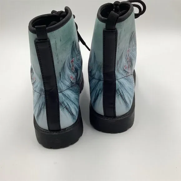 Horse Print Vegan Leather Lace-Up Boots Size 11.5 - Picture 5 of 15